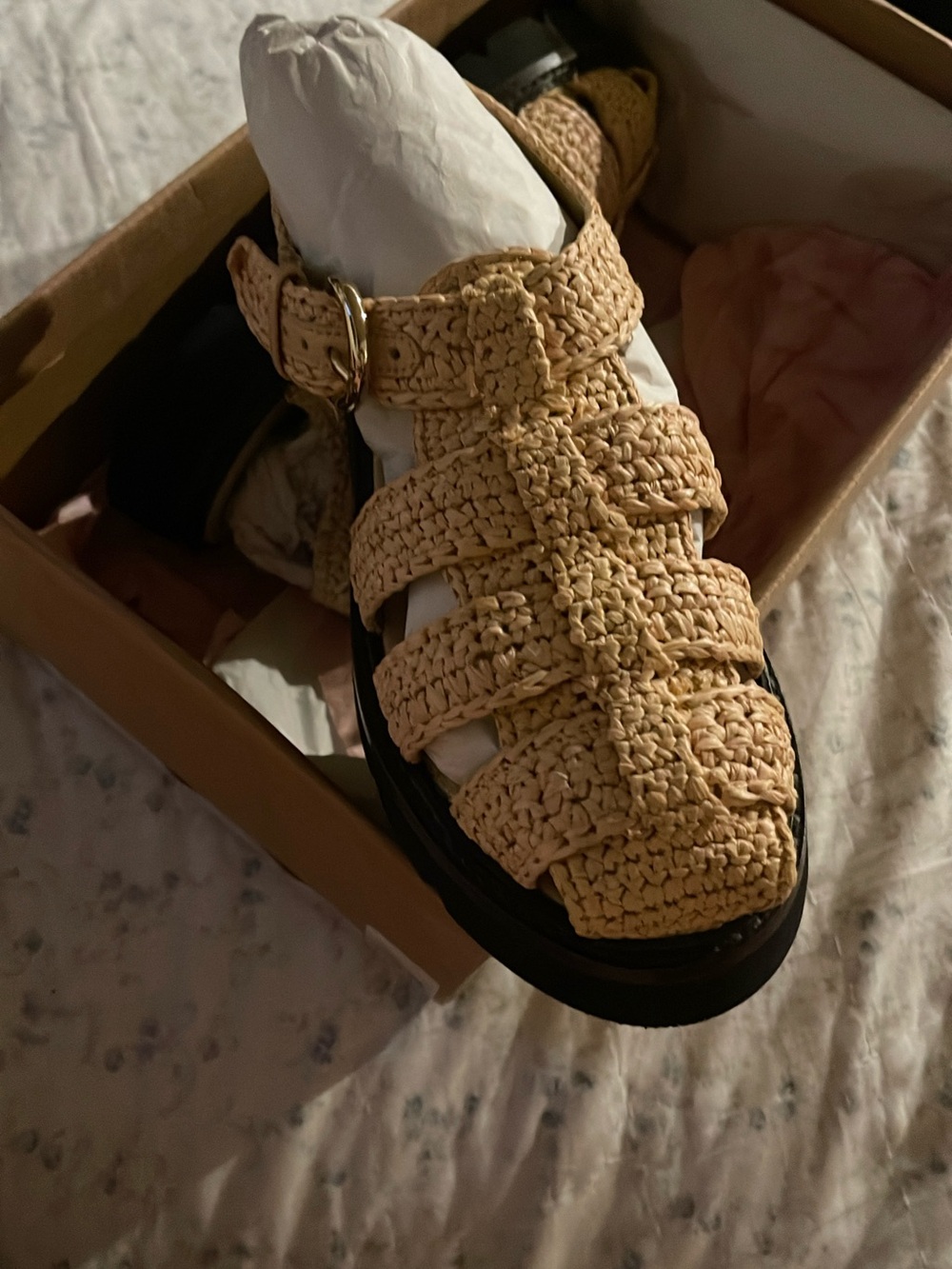 Anthropologie Woven Straw Fisherman Sandal - Cream